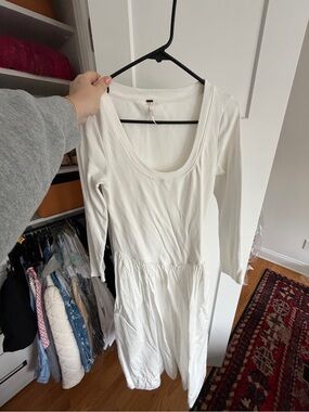 Free People Cream Scoop Neck Midi Dress